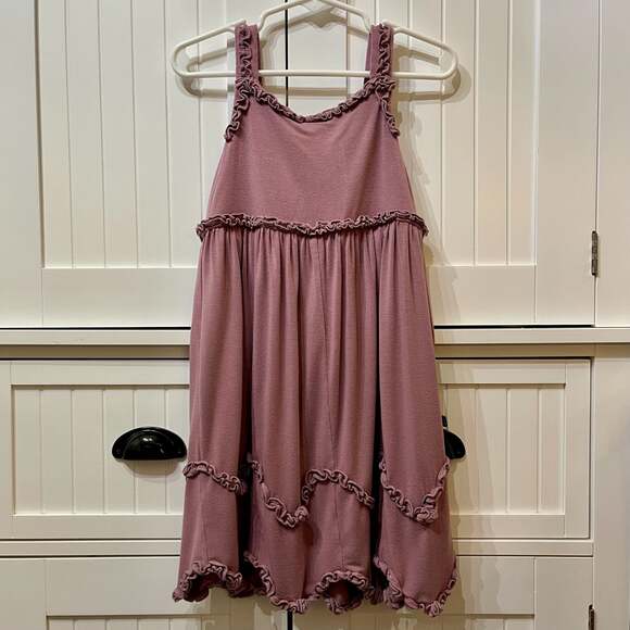 KicKee Kids Other - Kickee Kids Mauve Bamboo Ruffle Tiered Dress with Back Buttons